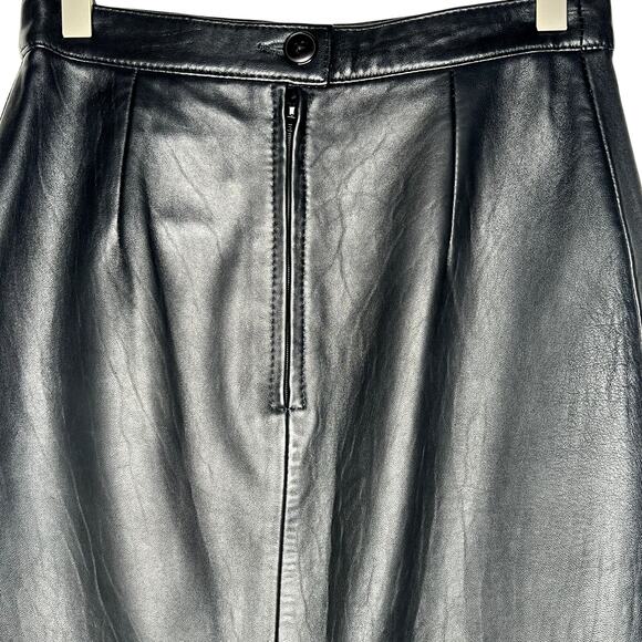 Vintage 90s {Georgetown Leather Design} Black Leather Pencil Skirt Small EUC - Picture 10 of 14